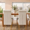 Riess-Ambiente Stühle > Design Stuhl CASA beige Leinen Massivholzbeine mit Zierknöpfen und Nackenrolle
