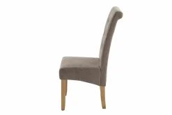 Riess-Ambiente Stühle > Design Stuhl CASA taupe Strukturstoff Massivholzbeine mit Zierknöpfen und Nackenrolle