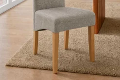 Riess-Ambiente Stühle > Design Stuhl CASA taupe Strukturstoff Massivholzbeine mit Zierknöpfen und Nackenrolle