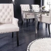 Riess-Ambiente Stühle > Design Stuhl CASTLE beige schwarz Strukturstoff Armlehnen Holzfüße