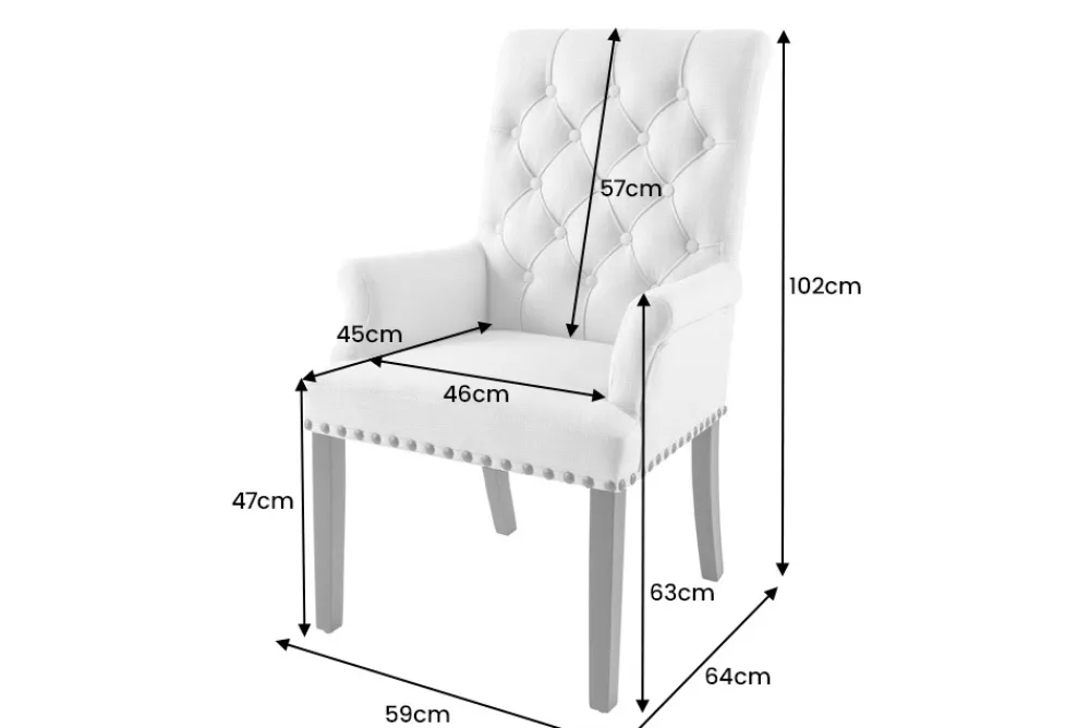 Riess-Ambiente Stühle > Design Stuhl CASTLE beige schwarz Strukturstoff Armlehnen Holzfüße