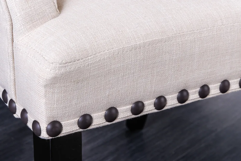Riess-Ambiente Stühle > Design Stuhl CASTLE beige schwarz Strukturstoff Armlehnen Holzfüße