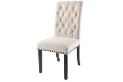 Riess-Ambiente Stühle > Design Stuhl CASTLE beige schwarz Strukturstoff Holzfüße Chesterfield