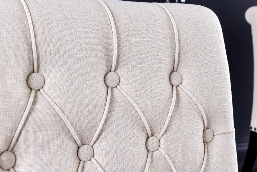 Riess-Ambiente Stühle > Design Stuhl CASTLE beige schwarz Strukturstoff Holzfüße Chesterfield