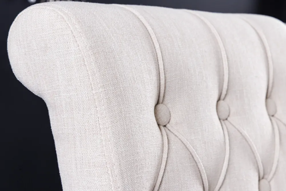 Riess-Ambiente Stühle > Design Stuhl CASTLE beige schwarz Strukturstoff Holzfüße Chesterfield