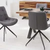 Riess-Ambiente Retro Möbel|Industrial Loft > Design Stuhl DIVANI hellgrau Metallgestell schwarz im Retro Stil