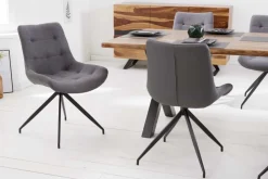 Riess-Ambiente Retro Möbel|Industrial Loft > Design Stuhl DIVANI hellgrau Metallgestell schwarz im Retro Stil