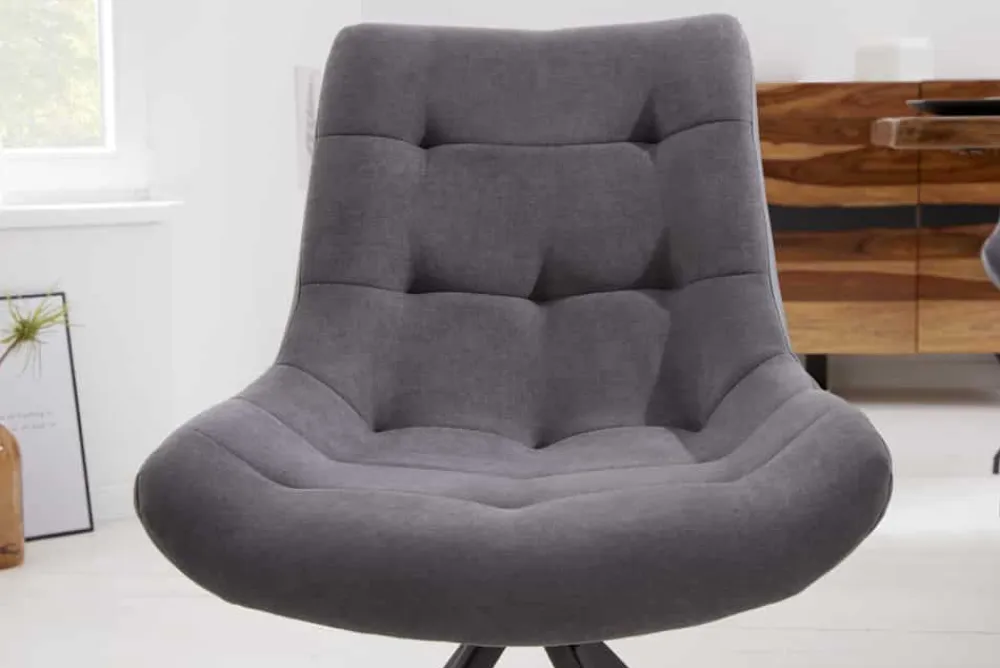 Riess-Ambiente Retro Möbel|Industrial Loft > Design Stuhl DIVANI hellgrau Metallgestell schwarz im Retro Stil