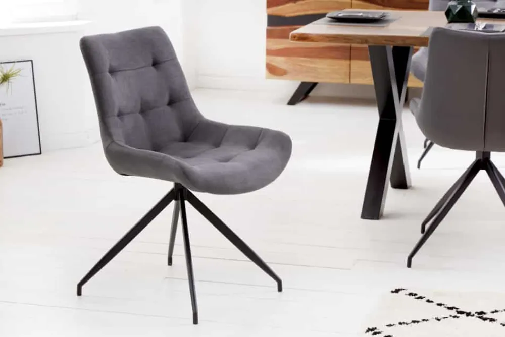 Riess-Ambiente Retro Möbel|Industrial Loft > Design Stuhl DIVANI hellgrau Metallgestell schwarz im Retro Stil