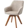 Riess-Ambiente Skandinavisch|Stühle > Design Stuhl LIVORNO beige Strukturstoff Massivholzbeine drehbar Auto-Return-Funktion