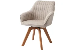 Riess-Ambiente Skandinavisch|Stühle > Design Stuhl LIVORNO beige Strukturstoff Massivholzbeine drehbar Auto-Return-Funktion