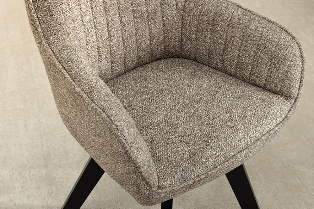 Riess-Ambiente Skandinavisch|Stühle > Design Stuhl LIVORNO taupe Strukturstoff schwarz Massivholz drehbar Auto-Return-Funktion