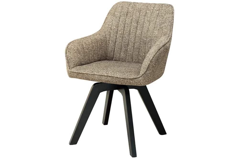Riess-Ambiente Skandinavisch|Stühle > Design Stuhl LIVORNO taupe Strukturstoff schwarz Massivholz drehbar Auto-Return-Funktion