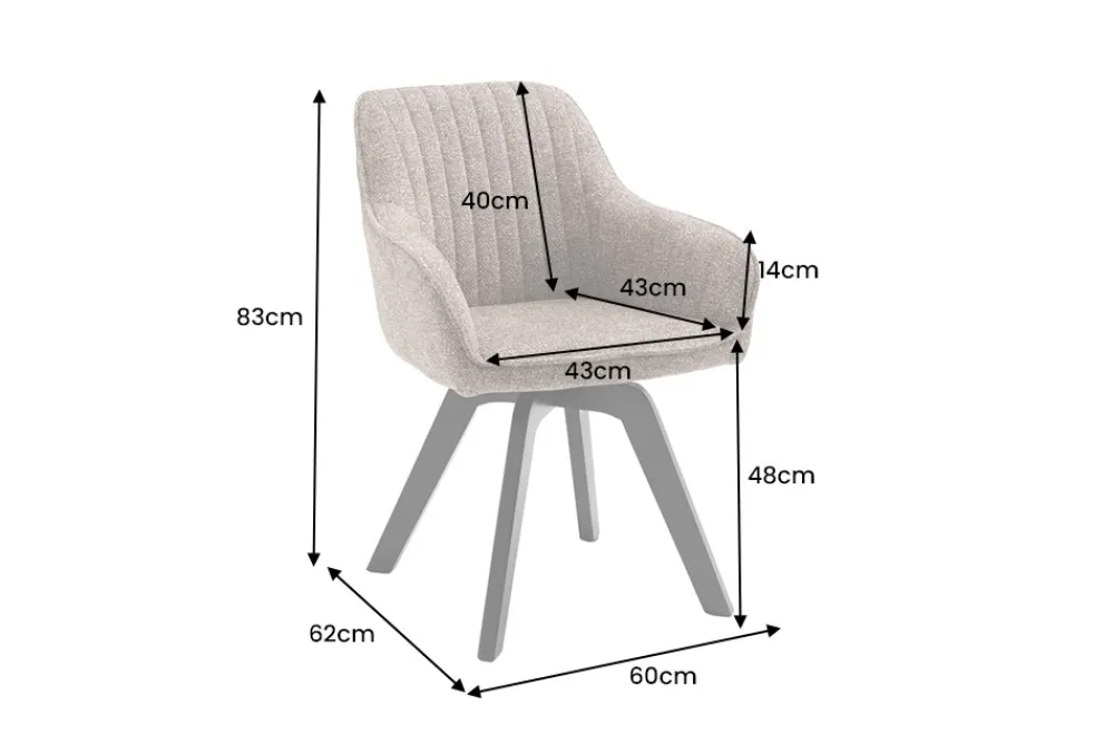 Riess-Ambiente Skandinavisch|Stühle > Design Stuhl LIVORNO taupe Strukturstoff schwarz Massivholz drehbar Auto-Return-Funktion