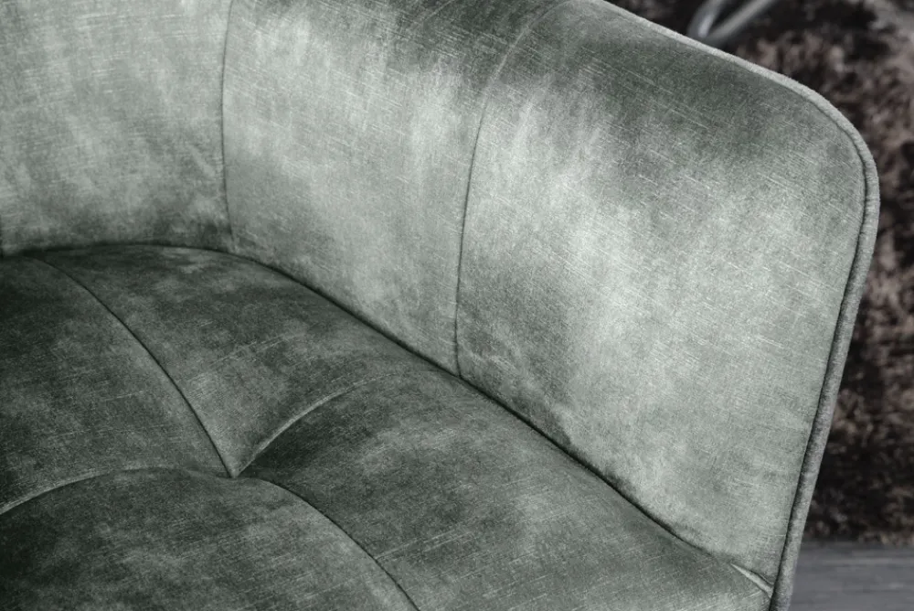 Riess-Ambiente Industrial Loft|Stühle > Design Stuhl LOFT grün Samt drehbar Metallgestell schwarz mit Armlehne