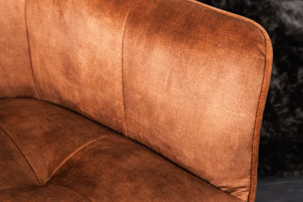 Riess-Ambiente Industrial Loft|Stühle > Design Stuhl LOFT rost braun Samt drehbar Metallgestell schwarz mit Armlehne