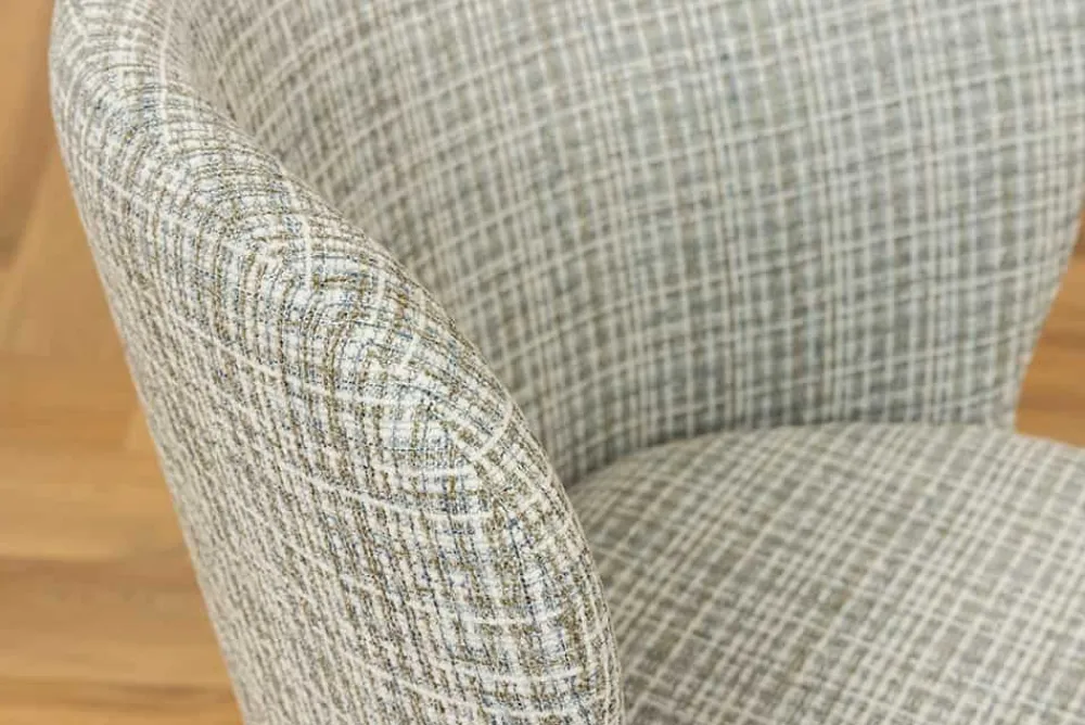 Riess-Ambiente Retro Möbel|Stühle > Design Stuhl LYON blau kariert Bouclé schwarze Metallbeine