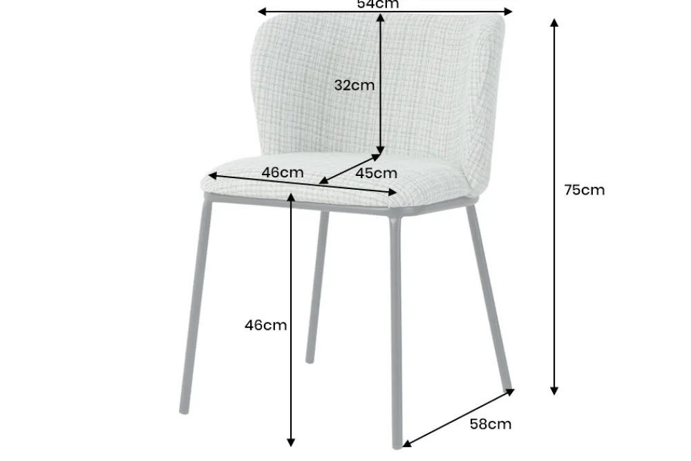 Riess-Ambiente Retro Möbel|Stühle > Design Stuhl LYON blau kariert Bouclé schwarze Metallbeine