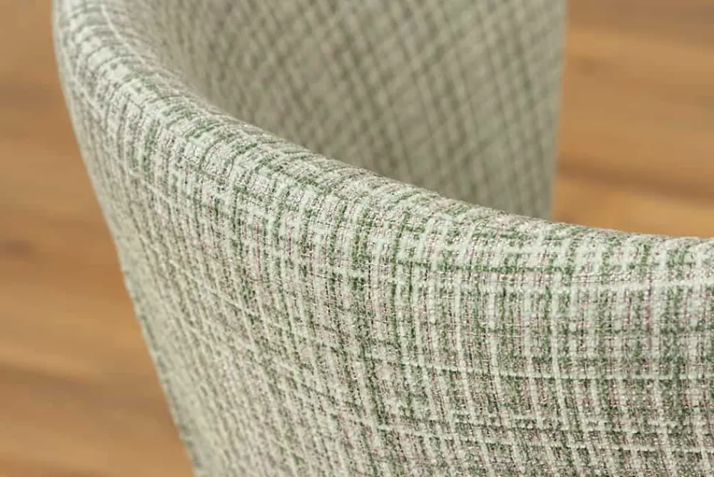 Riess-Ambiente Retro Möbel|Stühle > Design Stuhl LYON grün-rosa kariert Bouclé schwarze Metallbeine