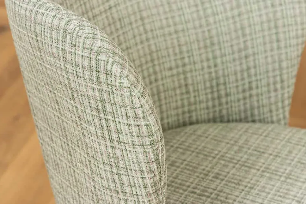 Riess-Ambiente Retro Möbel|Stühle > Design Stuhl LYON grün-rosa kariert Bouclé schwarze Metallbeine