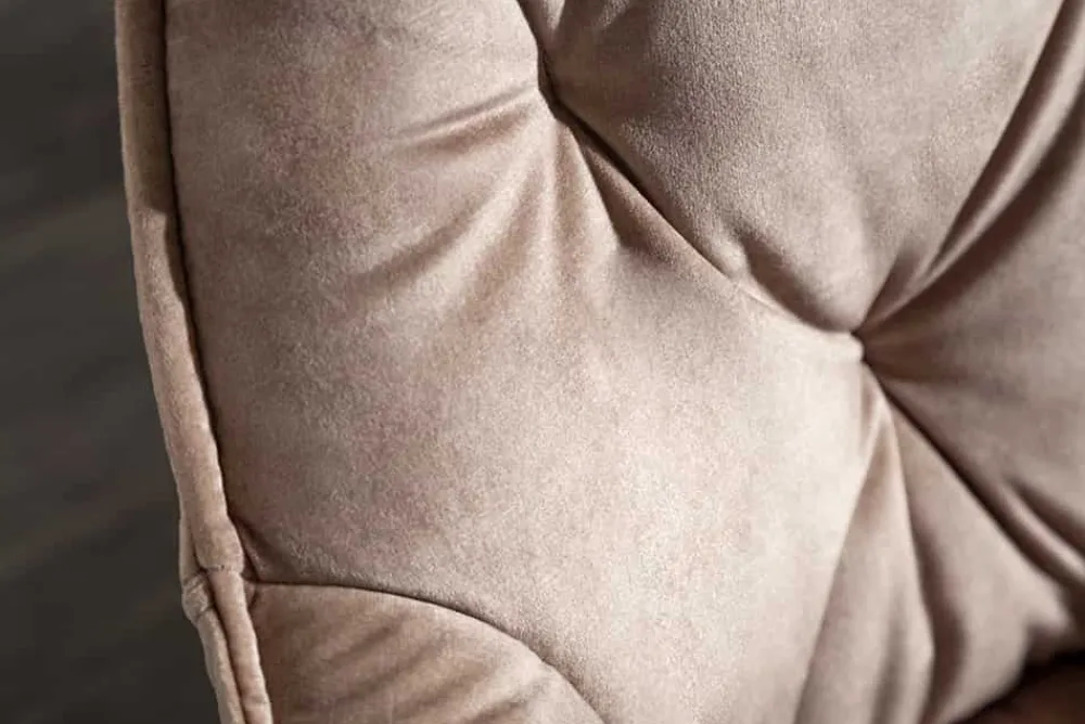 Riess-Ambiente Stühle|Samt Möbel > Design Stuhl MILANO champagner beige Samt mit Armlehne gepolstert schwarze Metallbeine