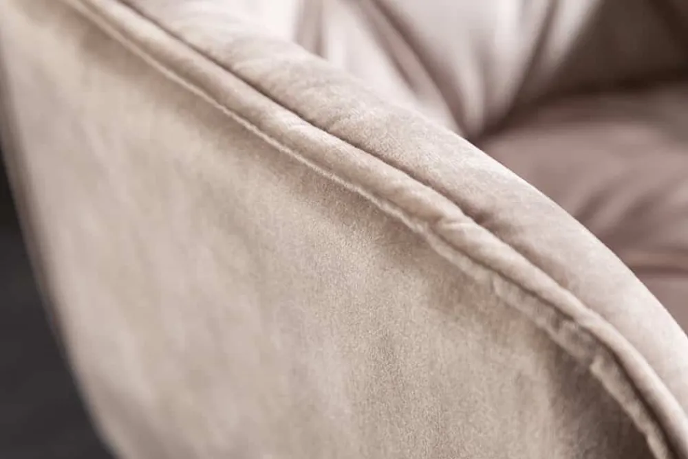Riess-Ambiente Stühle|Samt Möbel > Design Stuhl MILANO champagner beige Samt mit Armlehne gepolstert schwarze Metallbeine