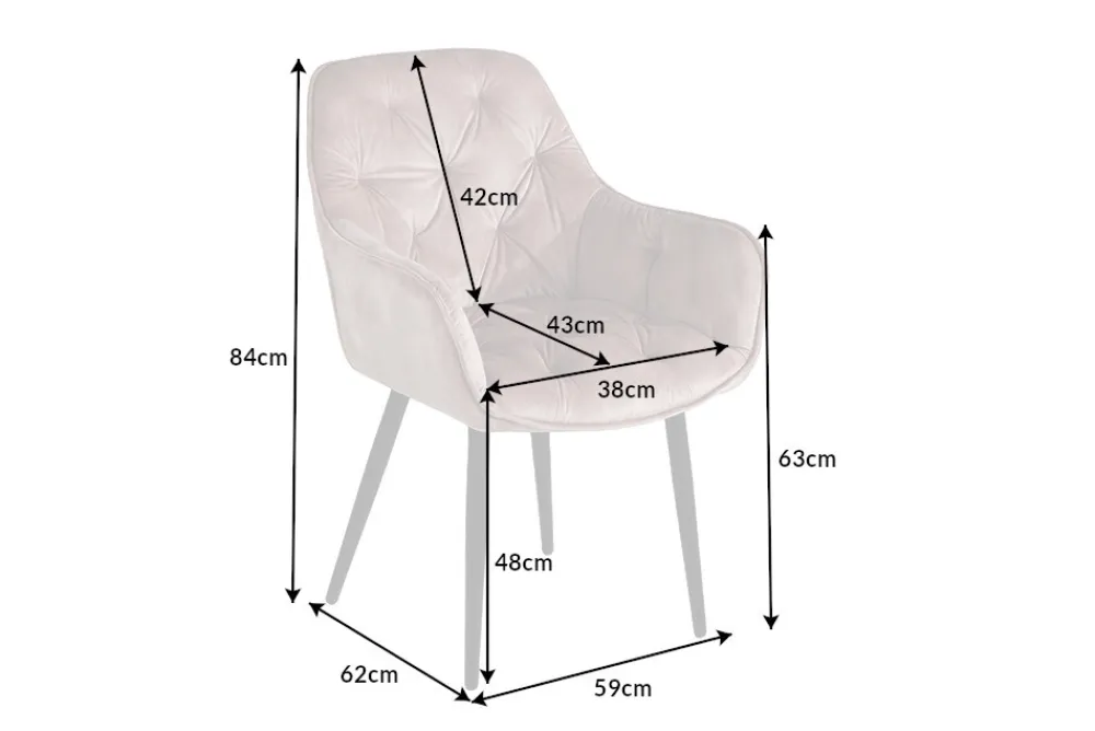 Riess-Ambiente Stühle|Samt Möbel > Design Stuhl MILANO champagner beige Samt mit Armlehne gepolstert schwarze Metallbeine