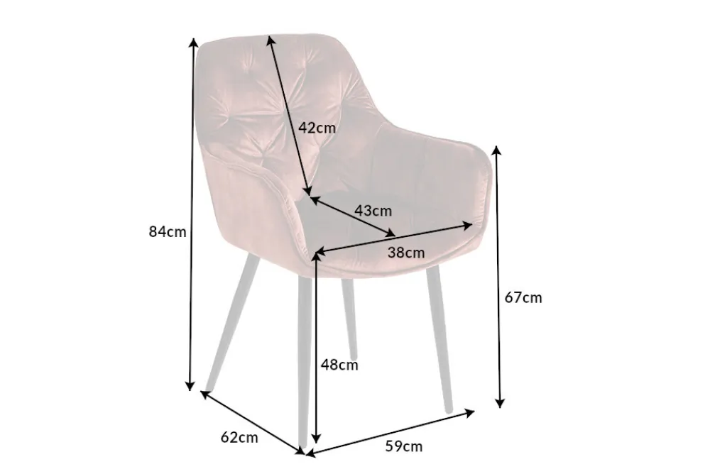 Riess-Ambiente Stühle|Samt Möbel > Design Stuhl MILANO rost braun Samt mit Armlehne Ziersteppung gepolstert schwarze Metallbeine