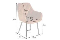 Riess-Ambiente Stühle|Samt Möbel > Design Stuhl MILANO senfgelb Samt mit Armlehne Ziersteppung gepolstert schwarze Metallbeine