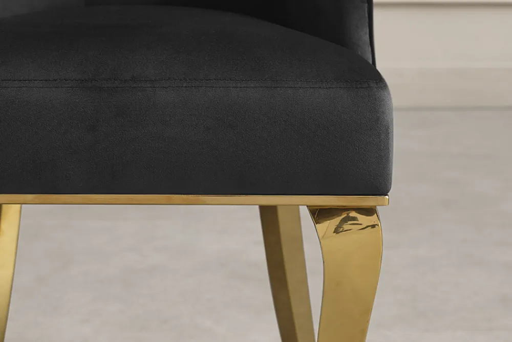 Riess-Ambiente Stühle > Design Stuhl MODERN BAROCK DELUXE schwarz Samt gold Edelstahl mit Löwenkopf