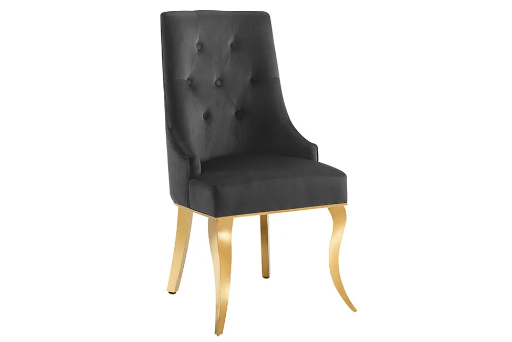 Riess-Ambiente Stühle > Design Stuhl MODERN BAROCK DELUXE schwarz Samt gold Edelstahl mit Löwenkopf
