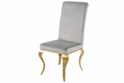 Riess-Ambiente Stühle|Samt Möbel > Design Stuhl MODERN BAROCK grau Samt goldene Stuhlbeine