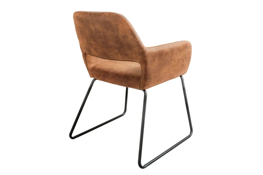 Riess-Ambiente Retro Möbel|Industrial Loft > Design Stuhl MUSTANG antik braun Microfaser mit Armlehne