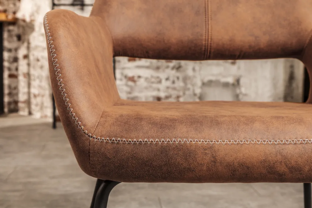 Riess-Ambiente Retro Möbel|Industrial Loft > Design Stuhl MUSTANG antik braun Microfaser mit Armlehne