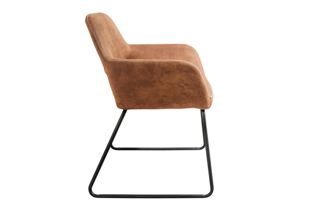 Riess-Ambiente Retro Möbel|Industrial Loft > Design Stuhl MUSTANG antik braun Microfaser mit Armlehne