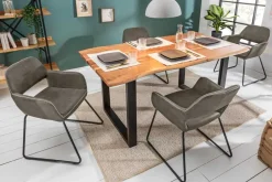 Riess-Ambiente Retro Möbel|Industrial Loft > Design Stuhl MUSTANG antik taupe Microfaser mit Armlehne
