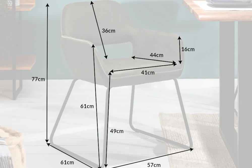 Riess-Ambiente Retro Möbel|Industrial Loft > Design Stuhl MUSTANG antik taupe Microfaser mit Armlehne