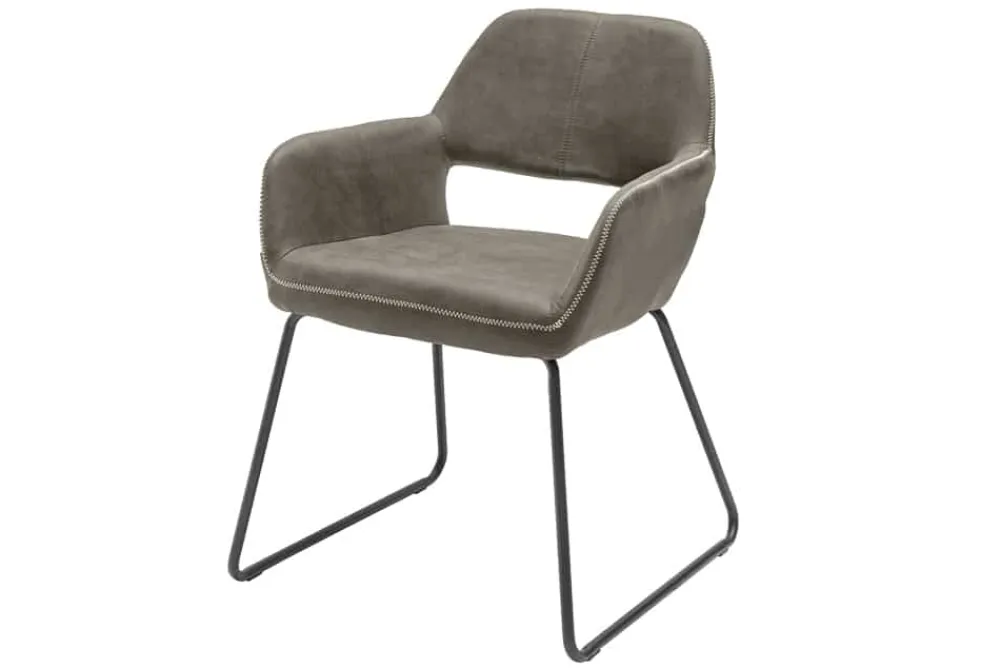 Riess-Ambiente Retro Möbel|Industrial Loft > Design Stuhl MUSTANG antik taupe Microfaser mit Armlehne