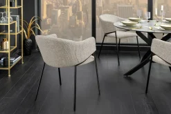 Riess-Ambiente Retro Möbel|Stühle > Design Stuhl NOBLESSE beige Chenille schwarzes Metallgestell
