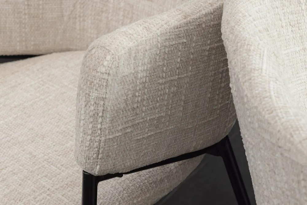 Riess-Ambiente Retro Möbel|Stühle > Design Stuhl NOBLESSE beige Chenille schwarzes Metallgestell