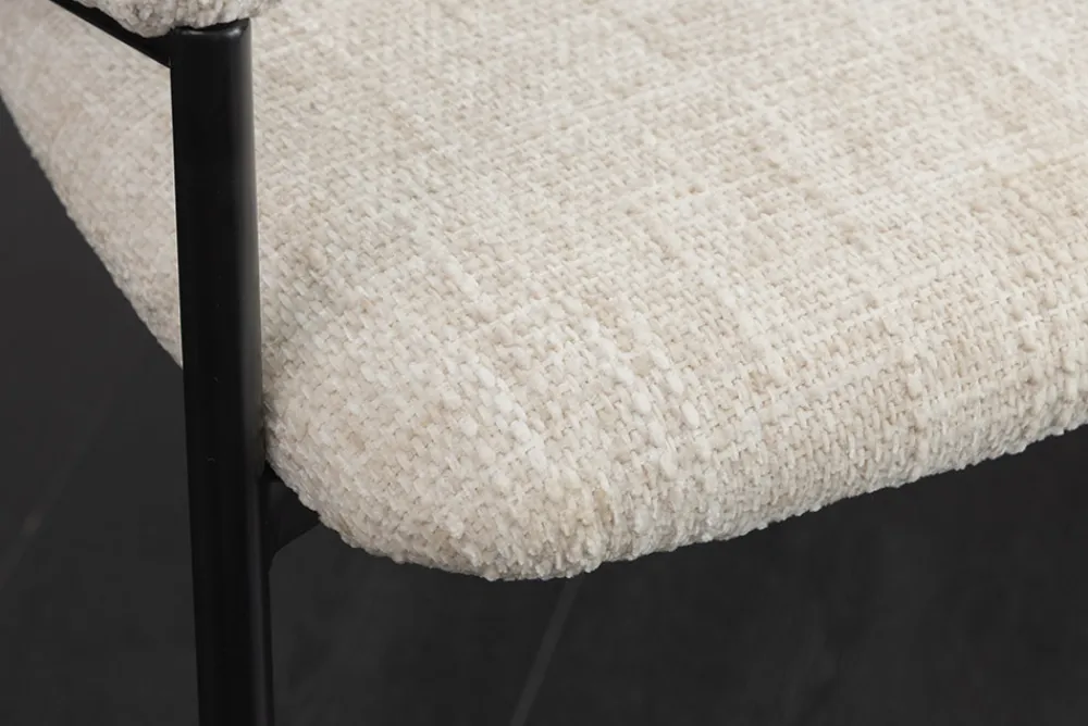 Riess-Ambiente Retro Möbel|Stühle > Design Stuhl NOBLESSE beige Chenille schwarzes Metallgestell