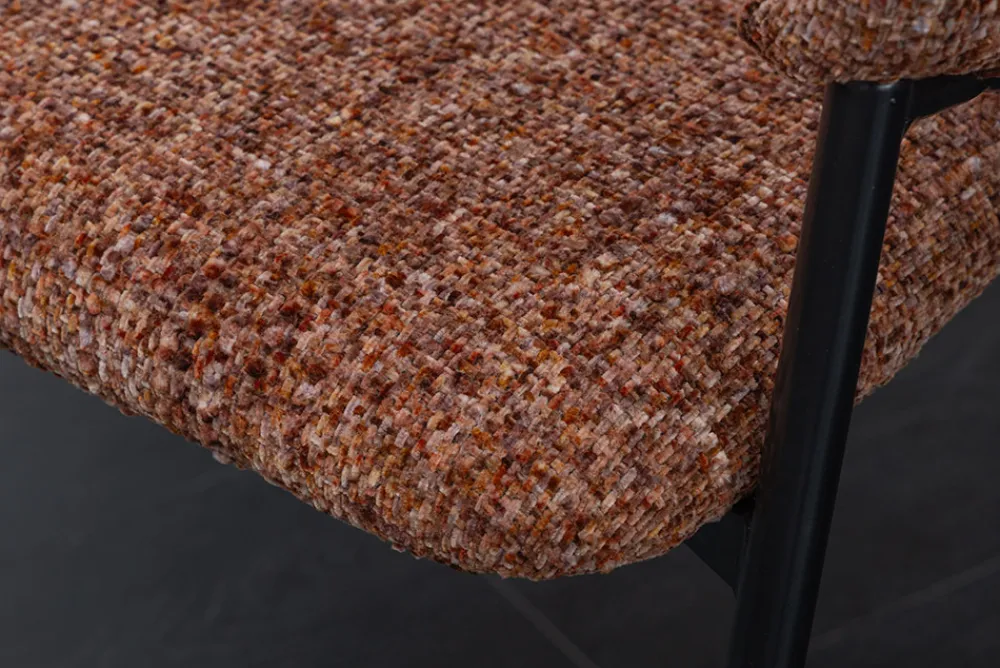 Riess-Ambiente Retro Möbel|Stühle > Design Stuhl NOBLESSE braun Chenille schwarzes Metallgestell