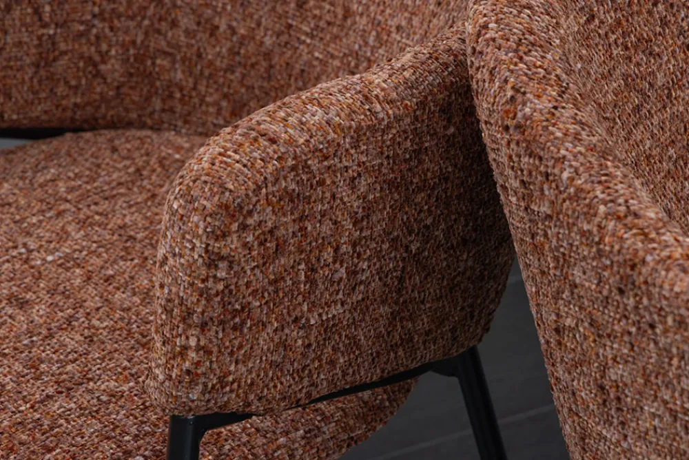 Riess-Ambiente Retro Möbel|Stühle > Design Stuhl NOBLESSE braun Chenille schwarzes Metallgestell