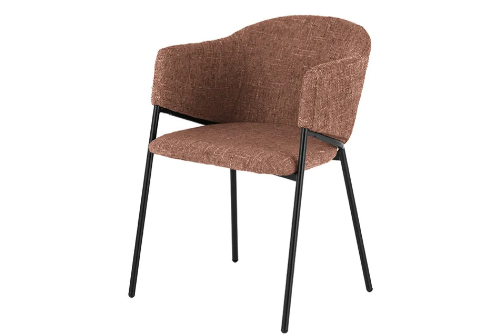 Riess-Ambiente Retro Möbel|Stühle > Design Stuhl NOBLESSE braun Chenille schwarzes Metallgestell