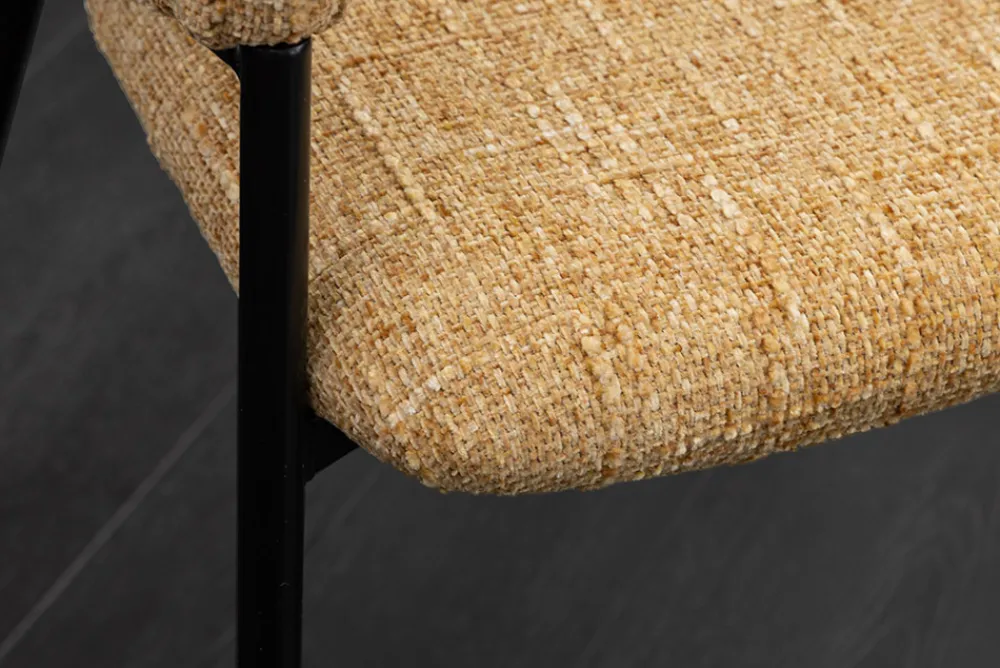 Riess-Ambiente Retro Möbel|Stühle > Design Stuhl NOBLESSE senfgelb Chenille schwarzes Metallgestell