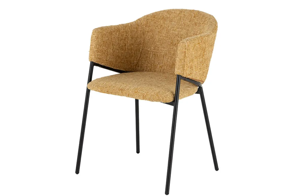 Riess-Ambiente Retro Möbel|Stühle > Design Stuhl NOBLESSE senfgelb Chenille schwarzes Metallgestell