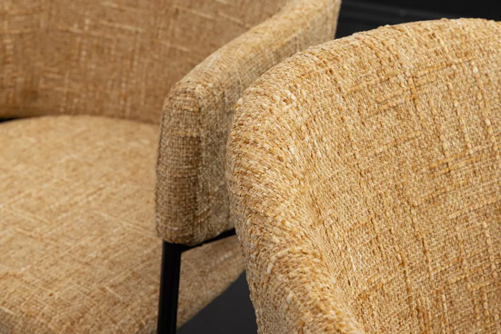 Riess-Ambiente Retro Möbel|Stühle > Design Stuhl NOBLESSE senfgelb Chenille schwarzes Metallgestell