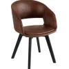 Riess-Ambiente Retro Möbel|Stühle > Design Stuhl NORDIC STAR antik braun Microfaser Massivholz schwarz mit Armlehne gepolstert
