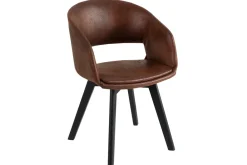 Riess-Ambiente Retro Möbel|Stühle > Design Stuhl NORDIC STAR antik braun Microfaser Massivholz schwarz mit Armlehne gepolstert