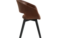 Riess-Ambiente Retro Möbel|Stühle > Design Stuhl NORDIC STAR antik braun Microfaser Massivholz schwarz mit Armlehne gepolstert